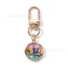 Serie de Pintura al Óleo de Lujo Ligero Vintage Llavero de Esmalte Flores del Jardín de Monet Colgante de Aleación y Esmalte Encanto para Bolsos