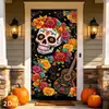 Popular banner de porta de Halloween da Amazon Temu, com um design sangrento e aterrorizante, perfeito para decorar entradas e adicionar um toque assustador à sua festa de Halloween