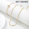 Conjunto de pulseira e colar de corrente geométrica banhado a ouro em aço titânio estilo europeu e americano, simples e versátil, luxo leve com toque de alta qualidade, acessórios femininos
