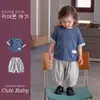 Conjunto Infantil Masculino Cartoon Casual Manga Curta Calça Conjunto de Duas Peças Amigo da Pele Confortável Menino Pequeno Verão Fino Roupa Infantil