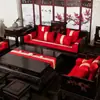 Almofada de Sofá Mogno Sala de Estar Almofada de Cadeira Taishi Cadeira Colchão Arhat Nova Chinoiserie Madeira Maciça Linho Antiderrapante Removível e Lavável