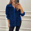 2025 Estación Independiente Transfronteriza Aliexpress Amazon_Otoño e Invierno S Moda Manga Larga Holgada Casual Camisa con Lentejuelas
