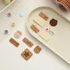 Etiqueta de Couro de Microfibra Desenho Animado, Etiqueta de Couro Estampada, Patch para Roupa, Etiqueta de Couro para Roupa de Boneca Pet DIY, Etiqueta de Urso com Rosto Sorridente