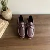 Novedad Primavera 2026 Estilo Redondo Piel Genuina Suela Suave Sin Cierre Casual para Exteriores Mocasines para Mujer con Cordones Suelas Planas