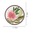Novos Adesivos de Tecido de Flores Prontos, Adesivos Bordados de Rótulo Redondo, Patches de Peônia com Suporte Adesivo, Acessórios para Roupas, Atacado Pronto