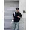 Camiseta de Manga Corta para Hombre de Algodón Pesado Bordado Estilo Retro Americano Verano Nuevo Simple Casual Estilo Pareja Top Tendencia