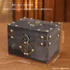 Caja de Madera Exquisita Retro Estilo Chino con Cerradura, Caja de Almacenamiento de Escritorio para Artículos Varios, Caja de Almacenamiento de Documentos, Caja de Madera Estilo Antiguo, Caja Especial