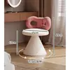 Penteadeira para Quarto de Menina, Banqueta com Encosto Macio, Cadeira para Manicure com Laço, Banqueta para Maquiagem, Cadeira de Maquiagem Giratória