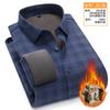 Camisa gruesa de invierno con forro polar cálido de cachemira para hombre, camisa básica de manga larga, a cuadros cepillada, casual de negocios, camisa gruesa