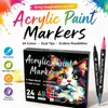Marcador acrílico de doble punta y doble color Colorful Cat de 72 colores para graffiti DIY, punta suave, no se decolora y mezclable