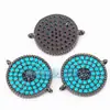 N46 Accesorios para Joyería DIY Cobre Puro Chapado en Oro Microincrustado Zircón Azul Ojo del Diablo Conector 18mm