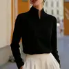 Amazon Cross-Border Outono 2026 Novidades em Roupas Femininas: Nova Camisa de Manga Longa com Gola Alta Estilo Chinês, Top Elegante de Nicho para o Trabalho para Mulheres