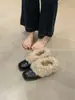 Sapatos Peludos de Bico Quadrado, Botas Curtas de Veludo Retrô, Sapatos Pequenos de Couro Mary Jane Quentes, Sapatos de Algodão, Sapatilhas de Salto Grosso para Mulheres