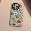 Diseño de calabaza fantasma y manzana estilo coreano, fresco, colorido, funda protectora de 17 para iPhone 16, funda de teléfono con película de doble capa, hecha a medida