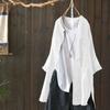 Novos Tops de Algodão e Linho para Mulheres 2026, Camisas Casuais Retrô, Camisas de Algodão e Linho de Manga Longa para Mulheres