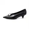 Zapatos de Salón de Moda Femenina de 2 cm de Tacón Aguja, Estilo Femenino, Punta Fina, Slip-On, Zapatos de Piel, Novedad Primavera y Otoño 2026