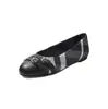 Zapatos Planos de Cuero Estilo Mary Jane a Cuadros, Redondos, sin Cordones, de Punta Redonda, Bajos, para Uso al Aire Libre, Verano 2026