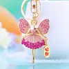 Chaveiro de anjo da sorte com strass para carro, acessório de metal fofo para bolsas femininas, chaveiro, pingente em formato de coração, presente