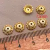 Ouro 18K banhado a cobre ouro real porta-flores oco flor capa espaçador diy feito à mão miçangas pulseira pulseira colar acessórios material