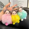 Boneca em Forma de Bola Chaveiro de Carro com Pelo de Raposa Real Pingente Acessório para Mochila de Estudante Chaveiro de Pelúcia