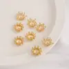 Preserva el Color Oro Real Clad en Cobre 14K Corazón de Flor Estambres Perla Flor de Sombrero Soporte Flor Material para Joyería de Flor Envuelto con Alambre Accesorios Hechos a Mano Pasador