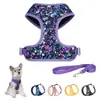 Arnés para mascotas con estampado floral, estilo chaleco para perro, anti-escape, transpirable, reflectante, para perros pequeños y medianos