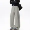 Pantalones Deportivos Holgados de Patchwork Pesado para Hombre Otoño Ajuste Holgado Color Sólido Marca de Moda Versátiles Casuales Pantalones Largos