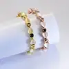 Pulsera de Triángulo Cuadrado de Ópalo Explosión Europea y Americana Estilo Ins Pulsera Chapada en Oro Real Piedra Pulsera de Fila Única Clavícula