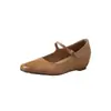 Zapatos Mary Jane de cuero lavado de alta calidad con aumento interno de altura, colección otoño 2026, cuña de tacón medio, punta redonda, cuero genuino, zapatos de mujer con correa de hebilla única