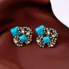 Aretes Redondos de Acrílico con Goteo de Óleo Aguja de Plata, Aretes Retro Vintage, Aretes de Moda Elegantes de Alta Gama