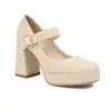 2026 Sapatos de Salto Alto Bloco Quadrado Baixo Elegantes de Veludo Mary Jane Tamanhos Grandes 33-43 Calçados de Comércio Exterior
