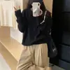 Suéter de Estilo Coreano Estilo Perezoso para Mujer, Nuevo Diseño Otoño e Invierno, Diseño Único, Jersey de Punto de Color Sólido con Cuello Redondo para Mujer