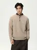 Mtlclothes Suéter de Punto para Hombre con Cuello Henry, Jersey Sencillo de Color Puro, Cálido, Casual, Básico, Versátil, Moderno