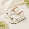 Sandalias de Flor con Pedrería para Niñas Verano Playa Diarias Zapatos Infantiles Correa Trasera Velcro Suela Suave Zapatos de Princesa