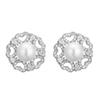 RAKOL Aretes Coreanos Nicho de Alta Gama Flor de Perla Estilo Femenino Lujo Ligero Exquisitos Aretes de Zirconia Micro-incrustada