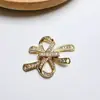 Fivela de joia clássica banhada a ouro cobre, combina com tudo, fivela de diamante de fileira dupla em forma de laço, fivela de conexão para pulseira e colar, item mais vendido