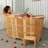 Bañera de Madera Engrosada Barril de Baño Barril de Baño de Cuerpo Completo para Adultos Lavabo de Ducha para el Hogar Barril de Vaporización de Madera Maciza Barril de Sudoración Bañera