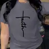 Camisa Casual de Manga Corta con Cuello Redondo para Mujer Estampada de Algodón Europea y Americana del Sudeste Asiático