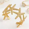 Pulseiras Boêmias de Metal Europeias e Americanas, Estilo Personalizado de Férias na Praia Oceânica Estrela-do-mar Flor Abertura Pulseira Joias para Mulheres