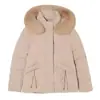 Chaqueta corta de plumón estilo coreano con cuello grande de pelo para mujer, otoño e invierno, corte holgado para figuras menudas, abrigo casual grueso y cálido