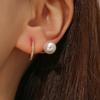 Aretes Curvos de Perla Chapados en Oro de 18 Quilates para Mujer, Estilo Ins Único, Diseño de Espiral para Mosquitos, Sin Perforación, Pendientes Geométricos Populares Transfronterizos
