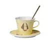 Taza de Café con Platillo y Cuchara Rinyu Guisong Cultural y Creativo Perrito Dormido Linda Ins Arte Latte Taza Americana Hogar Oficina Taza de Agua