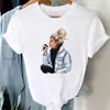 Transfronterizo 180g Nuevo Harajuku para Mujer Café Dulce Chica Estampado Camiseta de Mujer Dibujos Animados Manga Corta Verano Camiseta de Mujer
