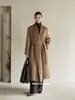 ES MODERNO Invierno Nuevas Llegadas Estilo Perezoso Lana Tela Doble Faz Abrigo Bata Estilo Cinturón Suelto Ropa Exterior de Lana