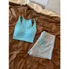 Pijama de Chaleco con Espalda en I Color Azul Lago para Mujer, Nuevo Estilo Veraniego, Shorts Casuales y Cómodos, Conjunto Adelgazante para Casa, Se Puede Usar Afuera
