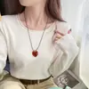 Top base azul para mujer, nuevo estilo para otoño e invierno, suéter tejido de cuello redondo, top súper atractivo para outfit de otoño e invierno
