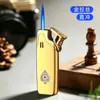 Novo Modelo Isqueiro Chama Azul Jato Reto À Prova de Vento Fogo Forte Recarregável Isqueiro de Chama Aberta Liga Slim Pequeno Portátil Acessórios para Fumar