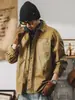 Camisa de trabajo de retazos retro americana para hombre, camisa casual holgada de manga larga de moda para otoño, chaqueta para hombre al por mayor
