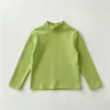 Camiseta Base Infantil Otoño e Invierno Algodón Puro Cepillado Top Ropa de Otoño Niños y Niñas Cuello Semi-alto Manga Larga Camiseta para Hombre Interior
