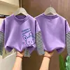 Camiseta de manga larga para niña, nuevo modelo otoño 2026, camiseta básica para niños, top súper elegante de imitación de dos piezas para niñas